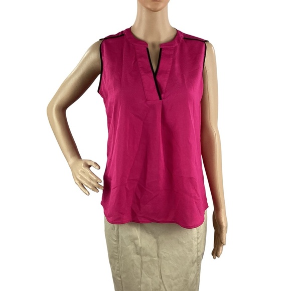 Calvin Klein Sleeveless Split Neck Blouse Fuchsia Pink Small - Picture 1 of 7